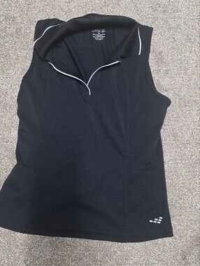 bcg Black Women's Sleeveless Athletic Tank with White Trim